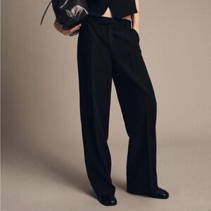Zara - Black High Waist, Straight Leg Trousers -Size L